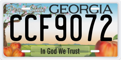 GA license plate CCF9072