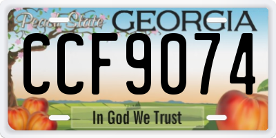 GA license plate CCF9074