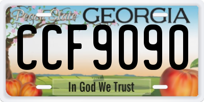 GA license plate CCF9090
