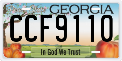 GA license plate CCF9110
