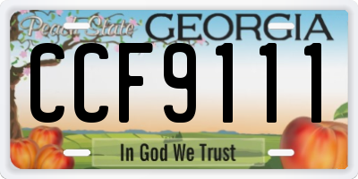 GA license plate CCF9111
