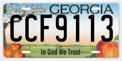 GA license plate CCF9113