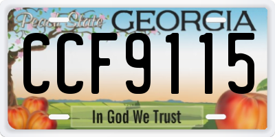 GA license plate CCF9115