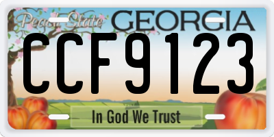 GA license plate CCF9123