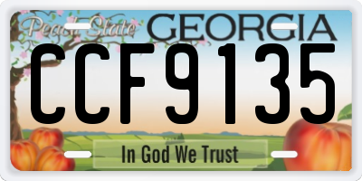 GA license plate CCF9135