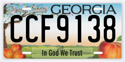 GA license plate CCF9138