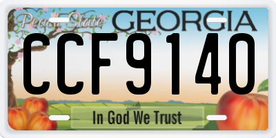 GA license plate CCF9140