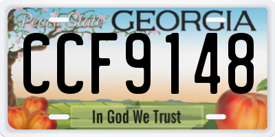 GA license plate CCF9148