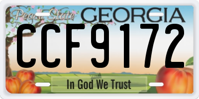 GA license plate CCF9172