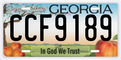 GA license plate CCF9189