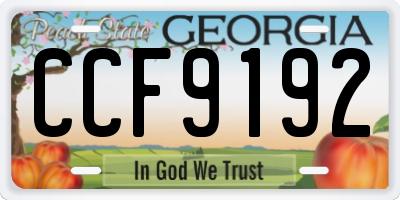 GA license plate CCF9192