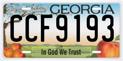 GA license plate CCF9193