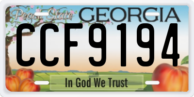 GA license plate CCF9194