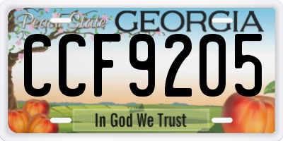 GA license plate CCF9205