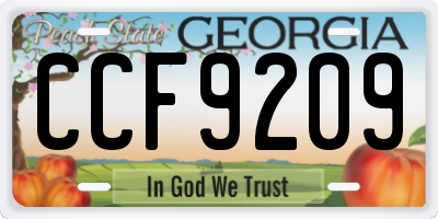 GA license plate CCF9209