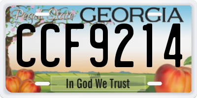 GA license plate CCF9214