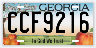 GA license plate CCF9216