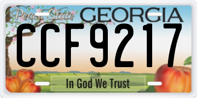 GA license plate CCF9217