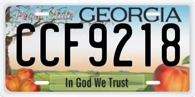 GA license plate CCF9218