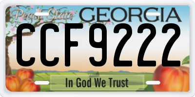 GA license plate CCF9222