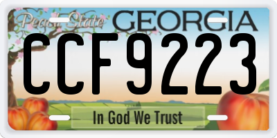 GA license plate CCF9223