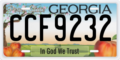 GA license plate CCF9232