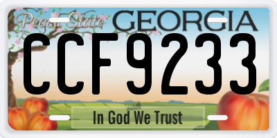 GA license plate CCF9233