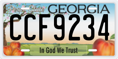 GA license plate CCF9234