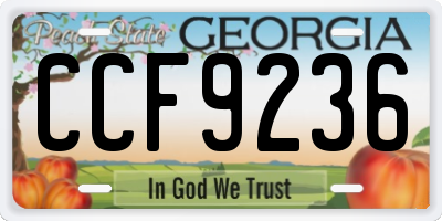 GA license plate CCF9236