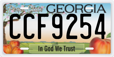 GA license plate CCF9254