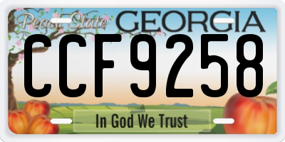 GA license plate CCF9258