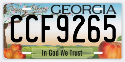 GA license plate CCF9265