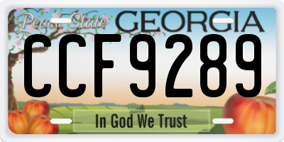 GA license plate CCF9289