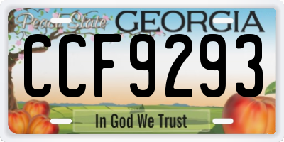 GA license plate CCF9293