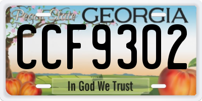 GA license plate CCF9302
