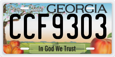 GA license plate CCF9303