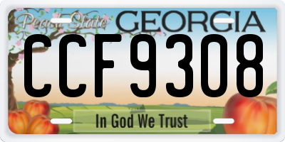 GA license plate CCF9308
