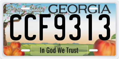 GA license plate CCF9313