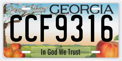 GA license plate CCF9316