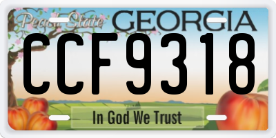 GA license plate CCF9318