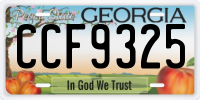 GA license plate CCF9325