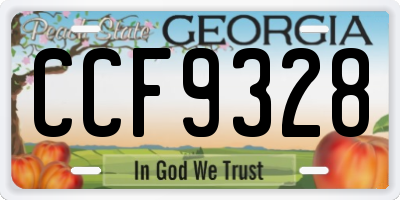 GA license plate CCF9328