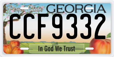 GA license plate CCF9332