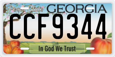 GA license plate CCF9344