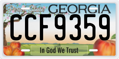 GA license plate CCF9359