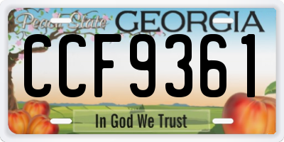 GA license plate CCF9361