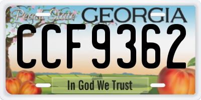GA license plate CCF9362