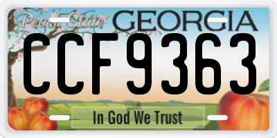GA license plate CCF9363