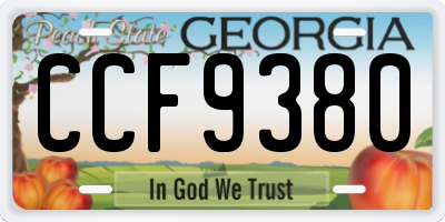 GA license plate CCF9380