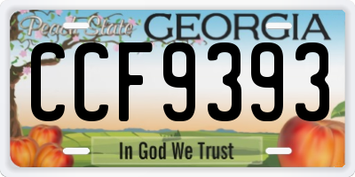 GA license plate CCF9393